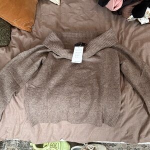 Cozy Brown Off the Shoulder  Sweater